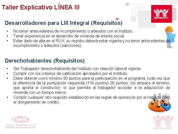 Taller Explicativo LÍNEA III Desarrolladores para LIII Integral (Requisitos) • • • No tener