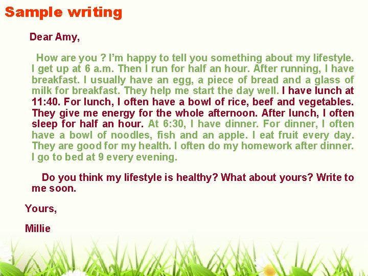 Sample writing Dear Amy, How are you ? I’m happy to tell you something Sample writing Dear Amy, How are you ? I’m happy to tell you something