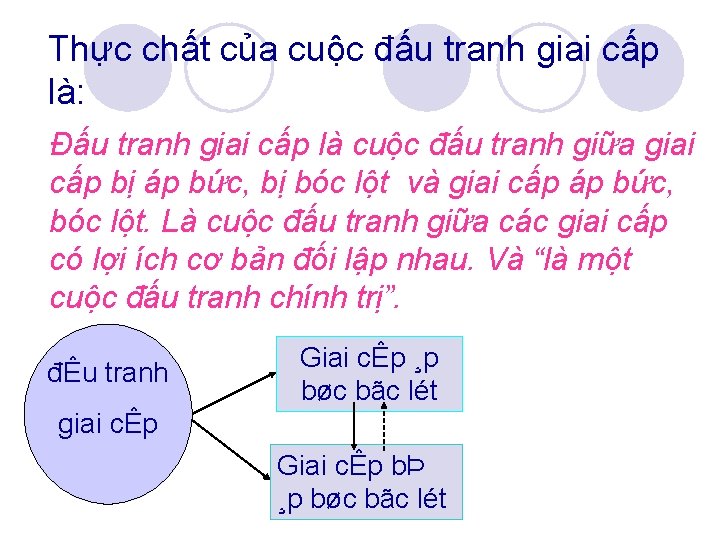 Thực chất của cuộc đấu tranh giai cấp là: Đấu tranh giai cấp là