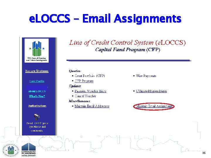e. LOCCS – Email Assignments 36 