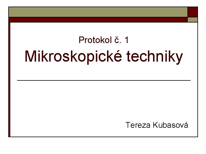 Protokol č. 1 Mikroskopické techniky Tereza Kubasová 