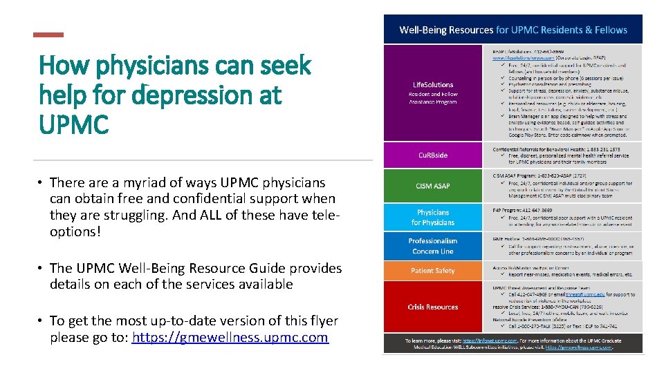 How physicians can seek help for depression at UPMC • There a myriad of