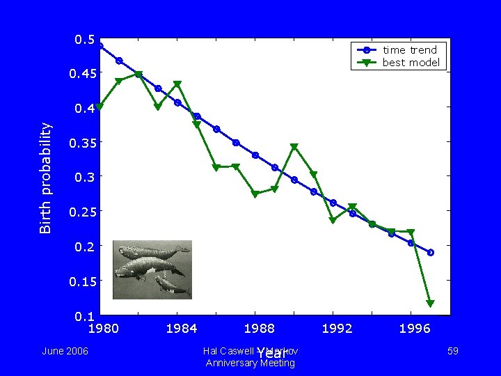 0. 5 time trend best model 0. 45 Birth probability 0. 4 0. 35