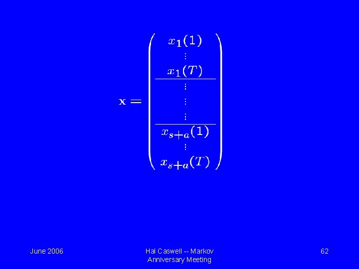 June 2006 Hal Caswell -- Markov Anniversary Meeting 62 