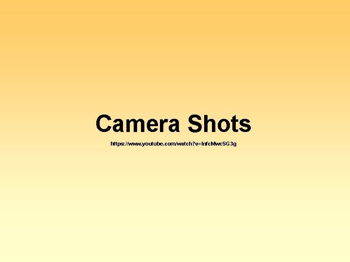 Camera Shots https: //www. youtube. com/watch? v=Infc. Mwc. SG 3 g 