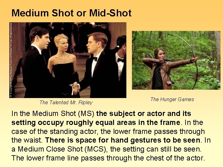 Medium Shot or Mid-Shot The Talented Mr. Ripley The Hunger Games In the Medium