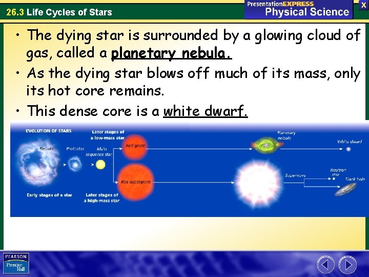 26. 3 Life Cycles of Stars • The dying star is surrounded by a