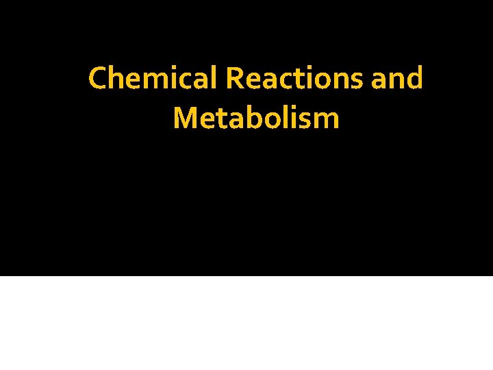 Chemical Reactions and Metabolism 