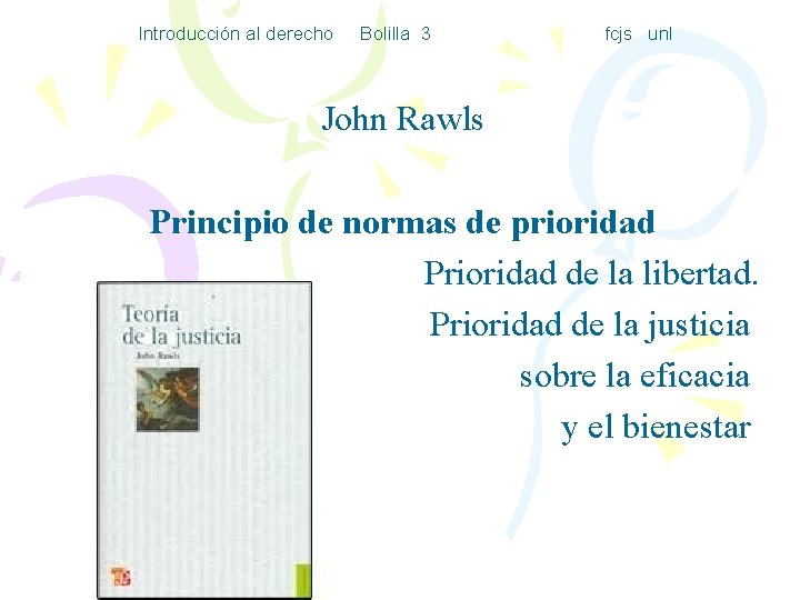 Introducción al derecho Bolilla 3 fcjs unl John Rawls Principio de normas de prioridad