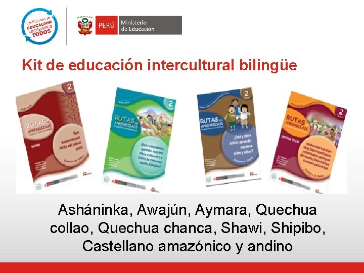 Kit de educación intercultural bilingüe Asháninka, Awajún, Aymara, Quechua collao, Quechua chanca, Shawi, Shipibo,