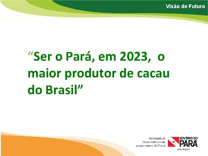 Visão de Futuro “Ser o Pará, em 2023, o maior produtor de cacau do