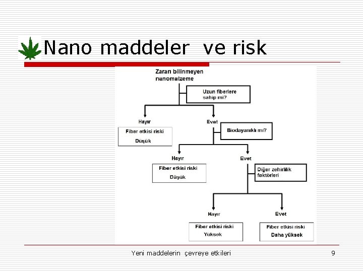 Nano maddeler ve risk Yeni maddelerin çevreye etkileri 9 