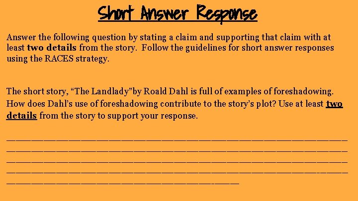 Short Answer Response Answer the following question by stating a claim and supporting that Short Answer Response Answer the following question by stating a claim and supporting that