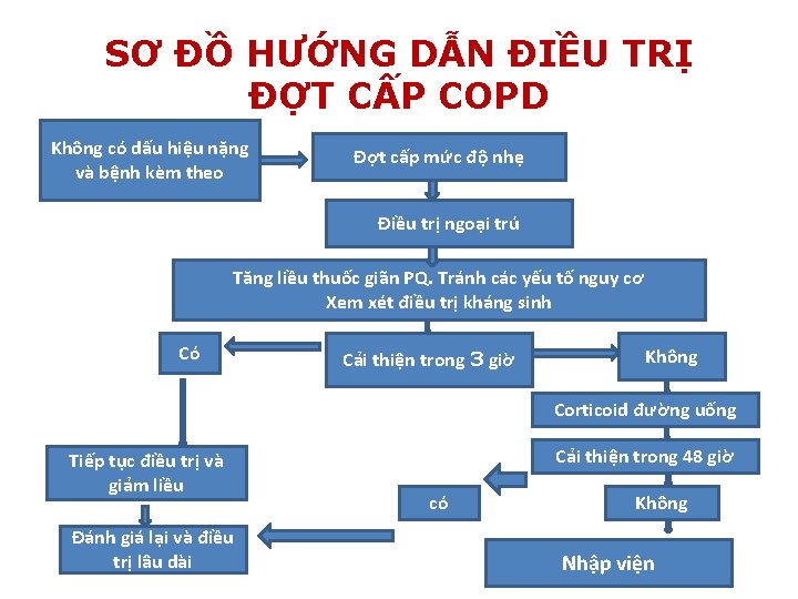 SƠ ĐỒ HƯỚNG DẪN ĐIỀU TRỊ ĐỢT CẤP COPD Không có dấu hiệu nặng