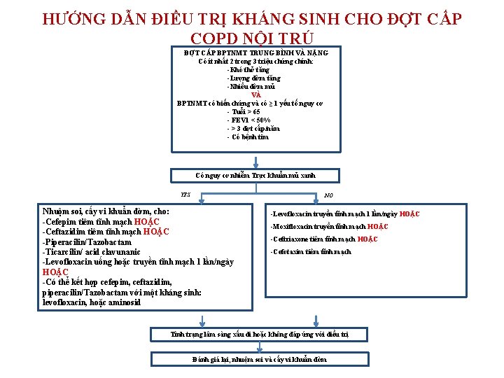 HƯỚNG DẪN ĐIỀU TRỊ KHÁNG SINH CHO ĐỢT CẤP COPD NỘI TRÚ ĐỢT CẤP