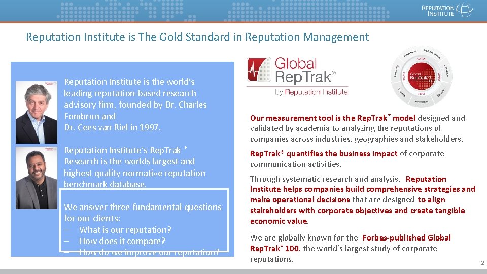 Reputation Institute is The Gold Standard in Reputation Management Reputation Institute is the world’s