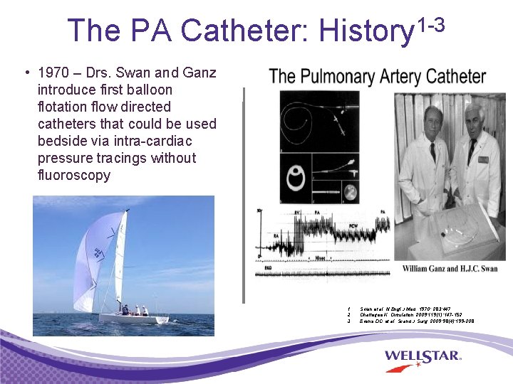 The PA Catheter: History 1 -3 • 1970 – Drs. Swan and Ganz introduce