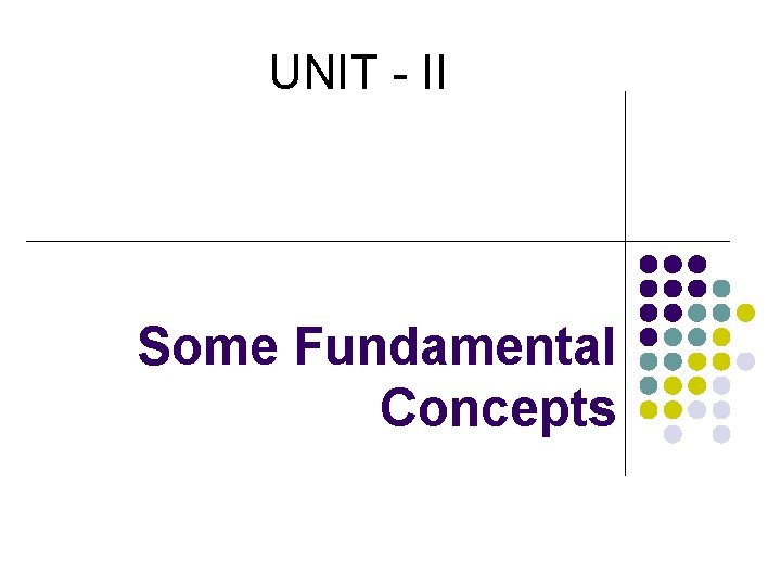 UNIT - II Some Fundamental Concepts 