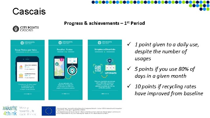 Cascais Progress & achievements – 1 st Period ü 1 point given to a