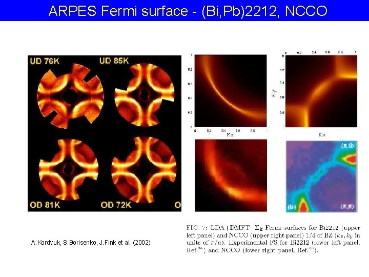 ARPES Fermi surface - (Bi, Pb)2212, NCCO A. Kordyuk, S. Borisenko, J. Fink et