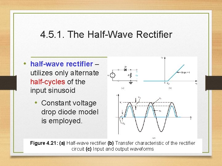 4. 5. 1. The Half-Wave Rectifier • half-wave rectifier – utilizes only alternate half-cycles
