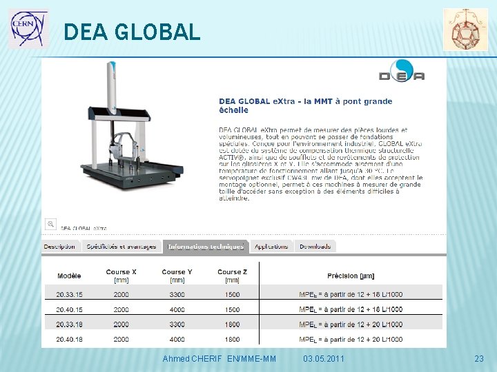 DEA GLOBAL Ahmed CHERIF EN/MME-MM 03. 05. 2011 23 