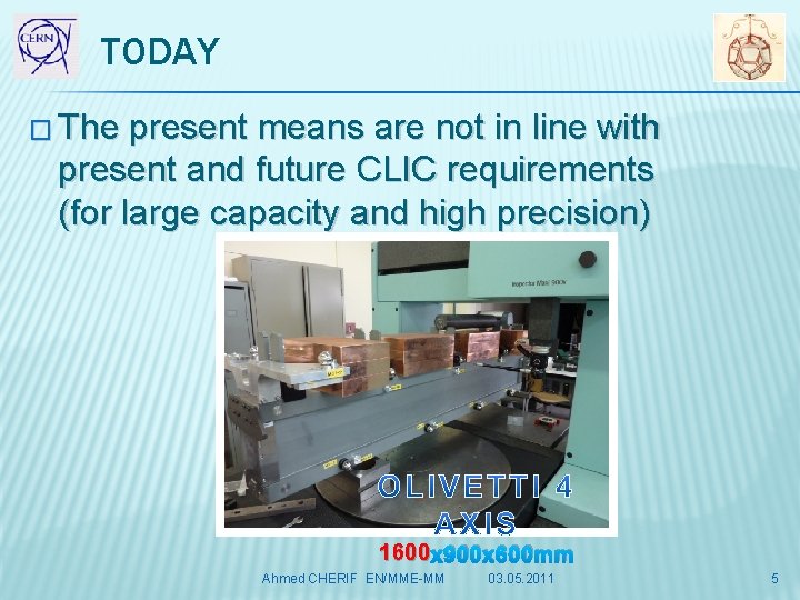 TODAY � The present means are not in line with present and future CLIC