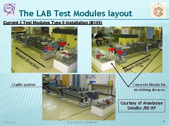 The LAB Test Modules layout Current 2 Test Modules Type 0 installation (B 169)