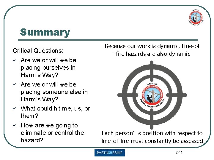 Summary Critical Questions: ü ü Are we or will we be placing ourselves in