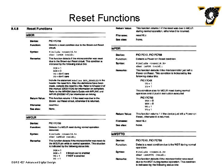 Reset Functions EGRE 427 Advanced Digital Design 