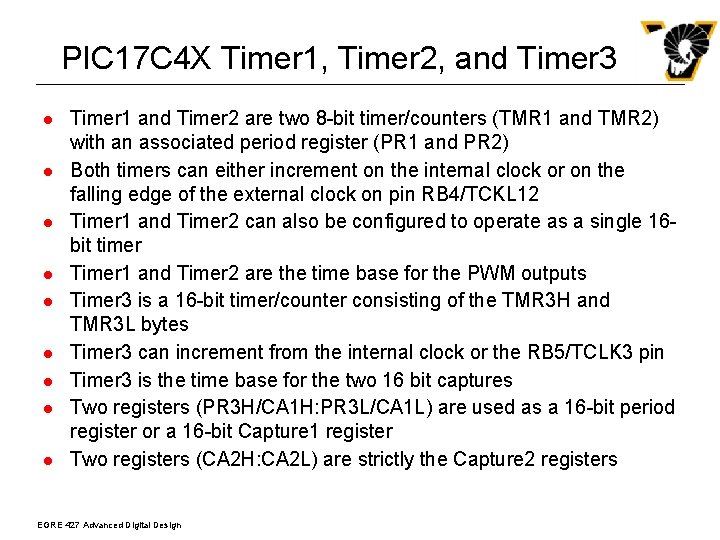 PIC 17 C 4 X Timer 1, Timer 2, and Timer 3 l l