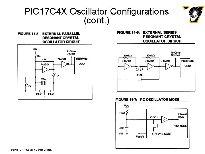 PIC 17 C 4 X Oscillator Configurations (cont. ) EGRE 427 Advanced Digital Design