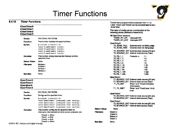 Timer Functions EGRE 427 Advanced Digital Design 