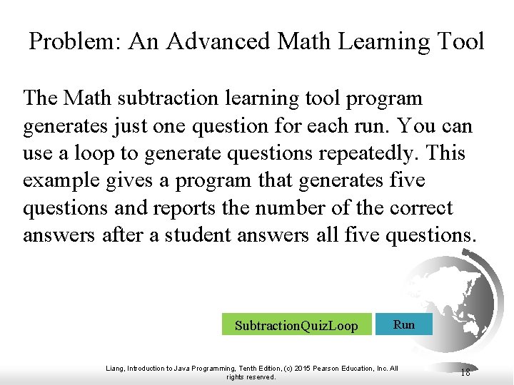 Problem: An Advanced Math Learning Tool The Math subtraction learning tool program generates just Problem: An Advanced Math Learning Tool The Math subtraction learning tool program generates just