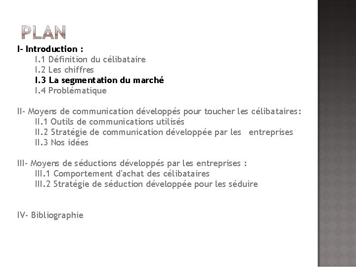 I- Introduction : I. 1 Définition du célibataire I. 2 Les chiffres I. 3