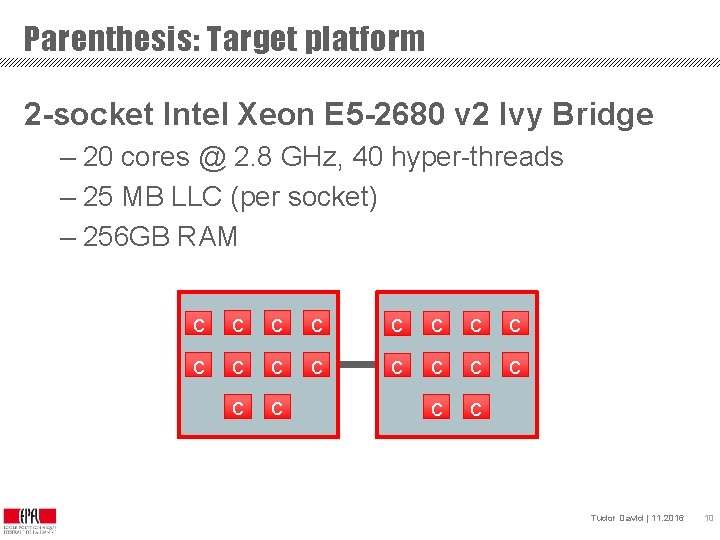 Parenthesis: Target platform 2 -socket Intel Xeon E 5 -2680 v 2 Ivy Bridge