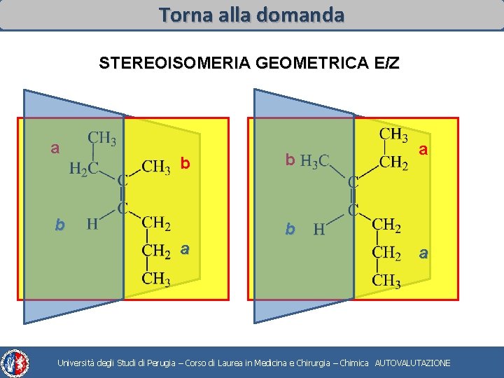 Torna alla domanda STEREOISOMERIA GEOMETRICA E/Z a b b b a a Università degli