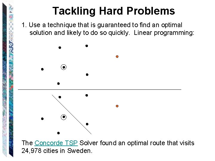 Tackling Hard Problems 1. Use a technique that is guaranteed to find an optimal