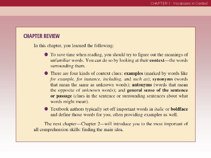 CHAPTER 1 Vocabulary in Context 