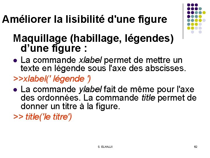 Améliorer la lisibilité d'une figure Maquillage (habillage, légendes) d’une figure : La commande xlabel