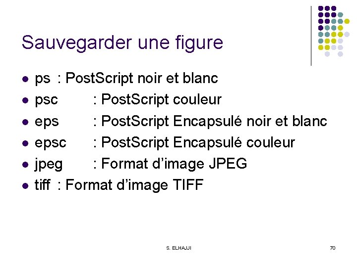 Sauvegarder une figure l l l ps : Post. Script noir et blanc psc