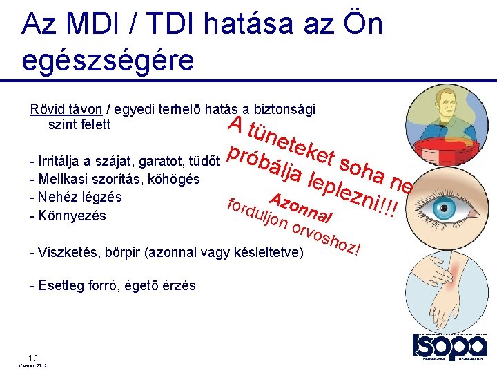 Az MDI / TDI hatása az Ön egészségére Rövid távon / egyedi terhelő hatás