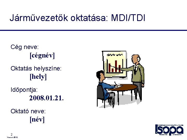 Járművezetők oktatása: MDI/TDI Cég neve: [cégnév] Oktatás helyszíne: [hely] Időpontja: 2008. 01. 21. Oktató