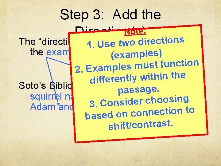 Step 3: Add the Note: Direction(s) s n o i t c e The