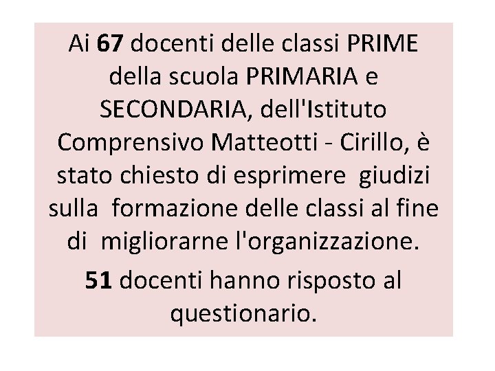 Ai 67 docenti delle classi PRIME. della scuola PRIMARIA e SECONDARIA, dell'Istituto Comprensivo Matteotti