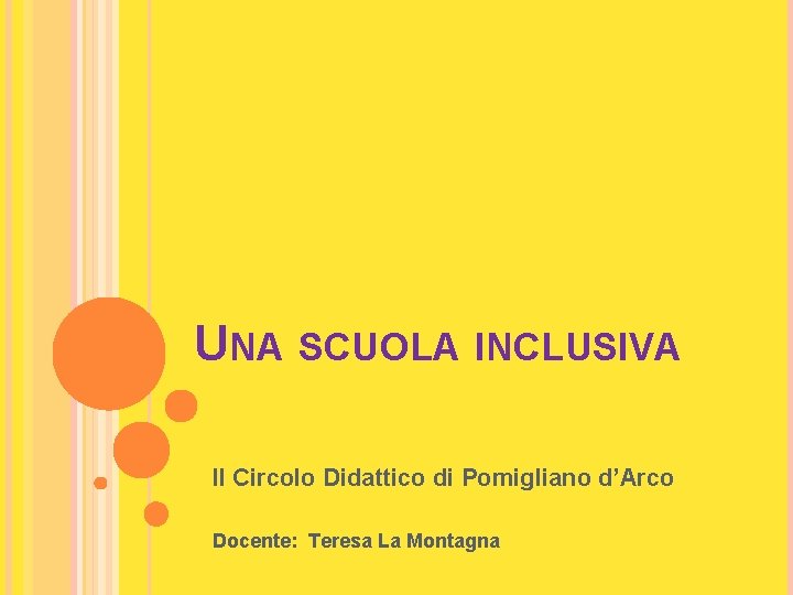 UNA SCUOLA INCLUSIVA II Circolo Didattico di Pomigliano d’Arco Docente: Teresa La Montagna 