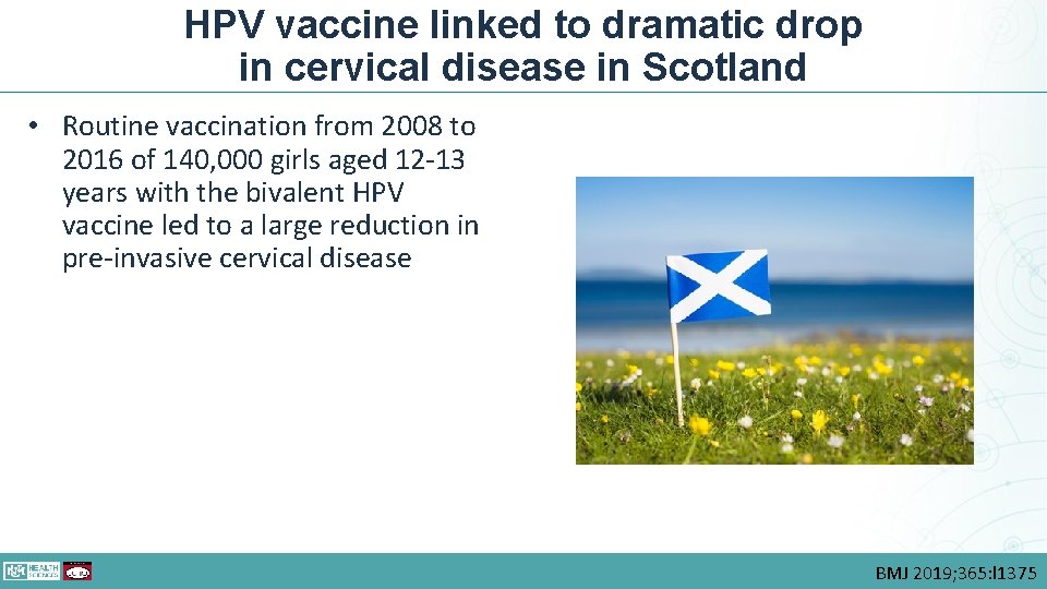 HPV vaccine linked to dramatic drop in cervical disease in Scotland • Routine vaccination