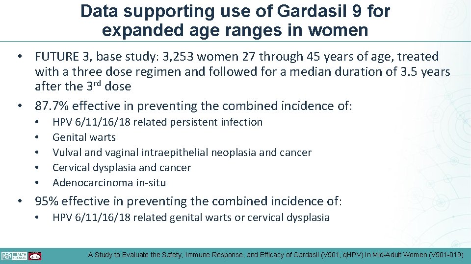 Data supporting use of Gardasil 9 for expanded age ranges in women • FUTURE