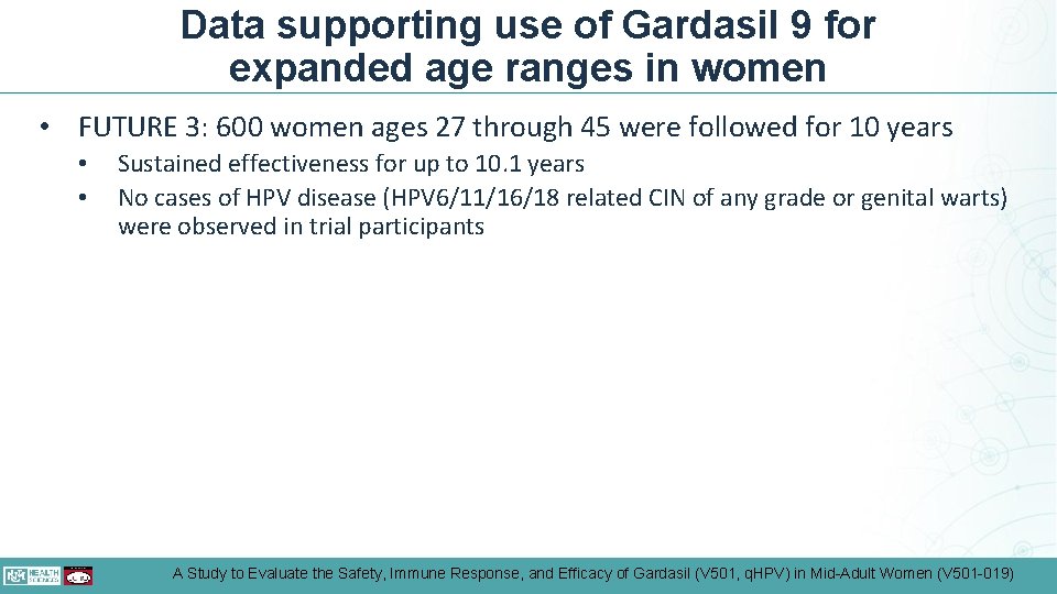 Data supporting use of Gardasil 9 for expanded age ranges in women • FUTURE