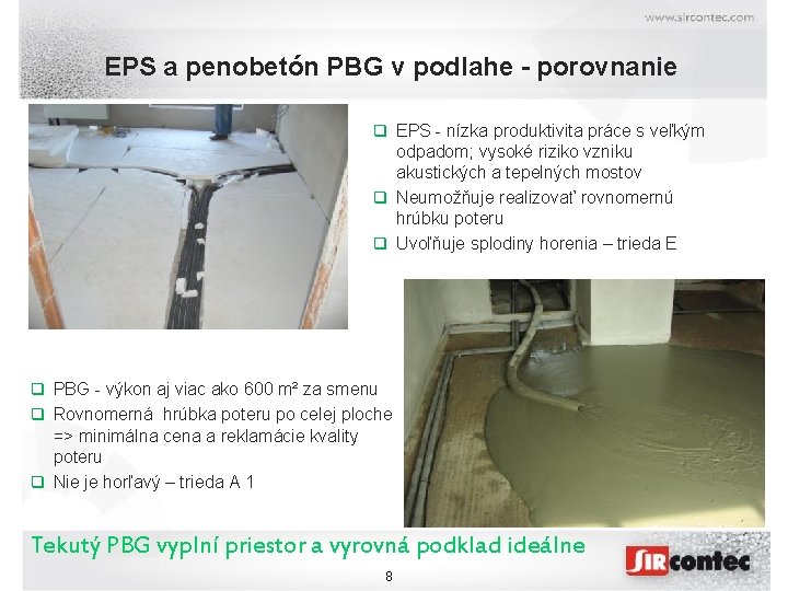 EPS a penobetón PBG v podlahe - porovnanie q EPS - nízka produktivita práce